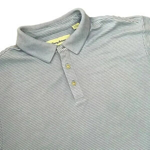 Tommy Bahama Polo Men’s Large Blue Supima Cotton Striped Short Sleeve Shirt Golf